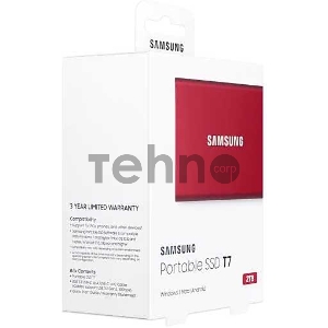 Твердотельный накопитель Samsung SSD 2TB T7 Touch, USB Type-C, R/W 1000/1050MB/s, Red