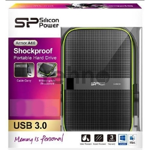 Внешний жесткий диск Silicon Power USB 3.0 4Tb SP040TBPHDA60S3K A60 Armor 2.5 черный/зеленый