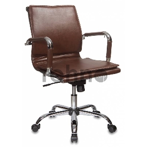 Кресло руководителя Бюрократ CH-993-Low/Brown низкая спинка коричневый искусственная кожа крестовина хромированная Кресло руководителя Бюрократ CH-993-Low/Brown низкая спинка коричневый искусственная кожа крестовина хромированная