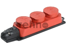 Розетка 3-м ОМЕГА РБ33-1-0м IP44 каучук красн. ИЭК PKR61-016-2-K04