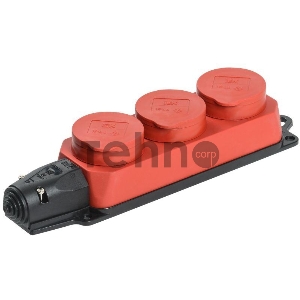 Розетка 3-м ОМЕГА РБ33-1-0м IP44 каучук красн. ИЭК PKR61-016-2-K04