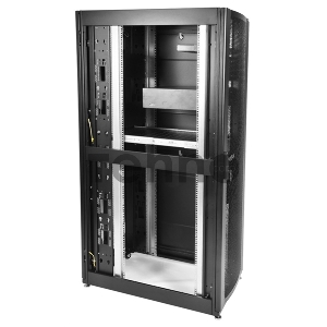 Шкаф серверный ПРОФ напольный 42U (600x1200) дверь перфор., задние двойные перфор., черный, в сборе (ШТК-СП-42.6.12-48АА-9005) (1 коробка)