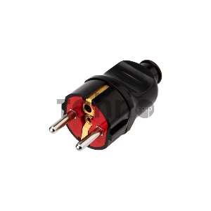 Вилка Евро прямая с з/к 16А усиленная черная REXANT