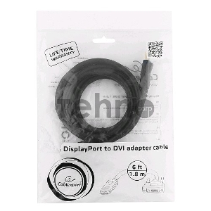 Кабель DisplayPort-DVI Gembird/Cablexpert  1.8м, 20M/19M, черный, экран, пакет(CC-DPM-DVIM-6)