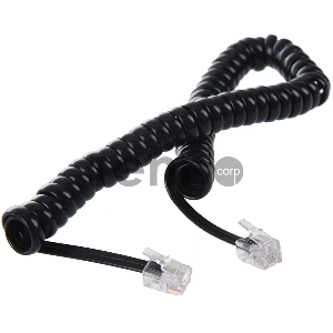 Телефонный шнур витой для трубки Greenconnect 5.0m, RJ9 4P4C (джек) черный, GCR-50966