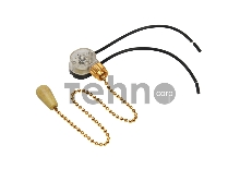 Выключатель для настенного светильника c проводом и деревянным наконечником «Gold», индивидуальная упаковка, 1 шт. REXANT