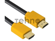 Кабель Greenconnect 1.0m HDMI версия 2.0, HDR 4:2:2, Ultra HD, 4K 60 fps 60Hz/5K*30Hz, 3D, AUDIO, 18.0 Гбит/с, 28/28 AWG, OD7.3mm, тройной экран, черный, желтые коннекторы, GCR-HM441-1.0m