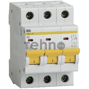 Выключатель автоматический модульный 3п B 6А 4.5кА ВА47-29 ИЭК MVA20-3-006-B