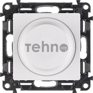 Диммер универс., с лиц. панелью, поворот. ручк., Белый