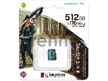 Флеш карта Kingston microSD 512GB microSDXC Class 10 UHS-I U3 V30 Canvas Go Plus 170MB/s