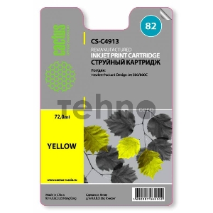 Картридж струйный Cactus CS-C4913 желтый для №82 HP Design Jet 500/800C (72ml)