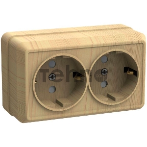 Розетка 2-м ОП Октава 16А РС22-3-ОС с заземл. сосна ИЭК ERO21-K03-16-DC