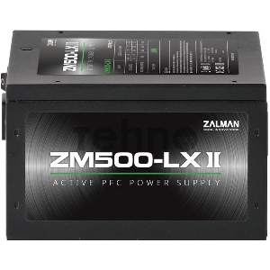 Блок питания Zalman ZM500-LXII <500W, (20+4+4+4) pin, 2x(6+2) pin, 6xSATA, 3xMolex, 12 см, кабель питания, 84%, Active P