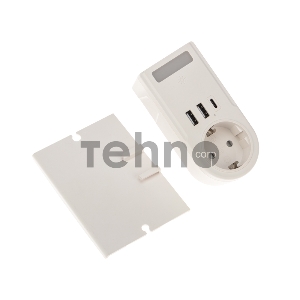 Адаптер USB (2хUSB-A + USB-С) + розетка 220-250В с подсветкой и подставкой для телефона REXANT