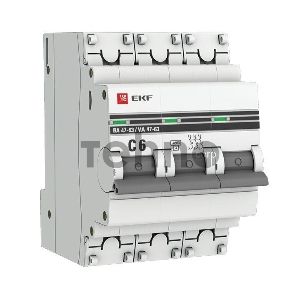 Автоматический выключатель EKF mcb4763-3-06C-pro 3P 6А (C) 4,5kA ВА 47-63 EKF PROxima
