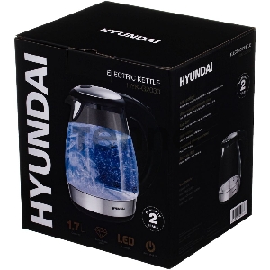 Чайник электрический Hyundai HYK-G2030 1.7л. 2200Вт черный (корпус: стекло)