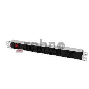 Блок розеток Rem-10 без шнура с выкл., 10  IEC 60320 C13, вход IEC 60320 C14, 10A, алюм., 19