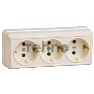 Розетка 3-м ОП Октава 16А РС23-3-ОК с заземл. крем. ИЭК ERO31-K33-16-DC