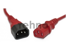Шнур для блока питания Hyperline PWC-IEC13-IEC14, IEC 320 C13, вилка C14, 3 м, 10А, провода 3 х 1,0 кв. мм, цвет: красный