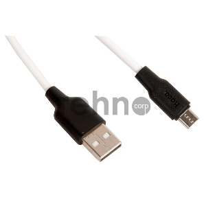 Кабель USB 2.0 hoco X21, силиконовая оплетка, AM/microBM, бело-черный, 1м