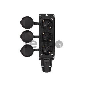 Розетка штепсельная трехместная влагозащищенная, с/з, 16 А, IP54 каучук REXANT