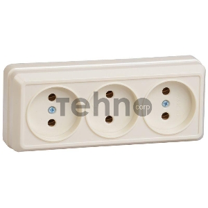 Розетка Iek ERO30-K33-10-DC РС23-2-ОК Розетка 3местн. без з/к 10А откр.уст. ОКТАВА (кремовый)