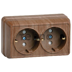 Розетка 2-м ОП Октава 16А РСш22-3-ОД защ. шторки с заземл. дуб ИЭК ERO24-K04-16-DC