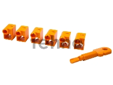 Комплект блокираторов коннектора RJ-45 (6 шт.) + ключ, оранжевый