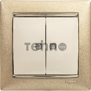 Двухклавишный выключатель Legrand Valena 774328 с подсветкой, крем