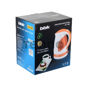 Чайник электрический BBK EK1700P 2200Вт, 1,7литра, пластик, дисковый нагр. элемент, LED подсветка, белый/фиолетовый