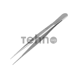 Пинцет прямой, узкий, фиксатор, рифленый 100 мм ПРОФИ