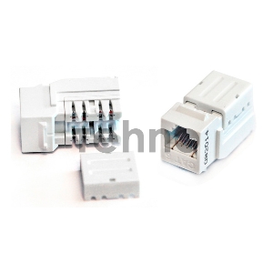 Вставка Keystone Jack KJNE-8P8C-C6-90-WH RJ-45(8P8C), категория 6, 110 IDC, заделка с помощью NE-TOOL, белая | 46044 | Hyperline
