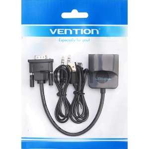 Мультимедиа конвертер Vention VGA + аудио > HDMI, гибкий, черный