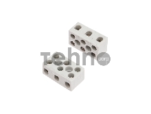 Клемма керамическая винтовая 4 мм² 3 пары контактов с крепежным отверстием (100 шт./уп.) REXANT