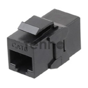 Монтажное оборудование Hyperline CA2-KJ-C6-BK Проходной адаптер (coupler), RJ-45(8P8C) формата Keystone Jack, категория 6, 4 пары, черный