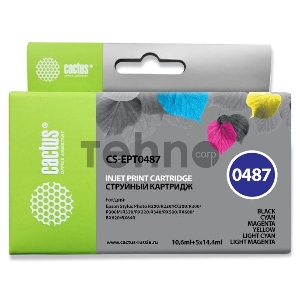 Картридж струйный Cactus CS-EPT0487 многоцветный для Epson Stylus Photo R200/R220 Комплект из 6 карт