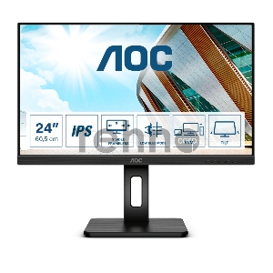 Монитор 23.8 AOC 24P2C Black с поворотом экрана (IPS, 1920x1080, 75Hz, 4 ms, 178°/178°, 250 cd/m, 50M:1, +HDMI, +Displa