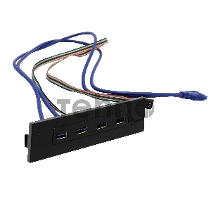 Планка USB на переднюю панель ExeGate U5H-614, 5.25, 2*USB+2*USB 3.0, черная, подсоед-е к мат.плате