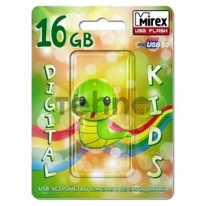 Флеш Диск 16GB Mirex Snake, USB 2.0, Зеленый