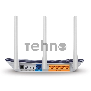 Маршрутизатор TP-Link  Беспроводный Archer C20(RU), Dual Band,(433Мбит/с на 5 ГГц + 300Мбит/с на 2,4 ГГц)  4 порта 100 Мбит/с, 3 фиксированных антенны