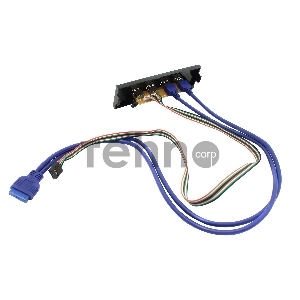 Планка USB на переднюю панель ExeGate U5H-614, 5.25, 2*USB+2*USB 3.0, черная, подсоед-е к мат.плате