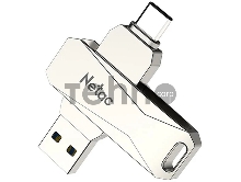 Флеш диск USB Drive Netac U782C dual USB3.0+TypeC 64GB, retail version