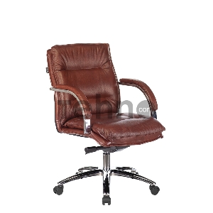 Кресло руководителя Бюрократ T-9927SL-LOW светло-коричневый Leather Eichel кожа низк.спин. крестовина металл хром