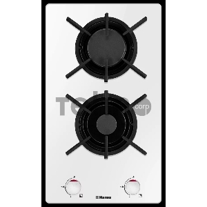 Встраиваемая варочная панель газовая Hansa BHKW330500, 2 газовых конфороки (1х5,3см,1х9,8см), ЧУГУННЫЕ РЕШЕТКИ, автоподжиг, газ-контроль, белый