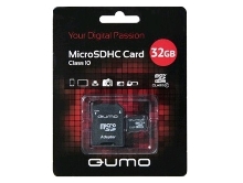 Флэш карта MicroSDHC 32Gb QUMO QM32MICSDHC10 {MicroSDHC Class 10, SD adapter}