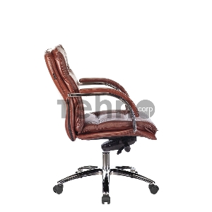 Кресло руководителя Бюрократ T-9927SL-LOW светло-коричневый Leather Eichel кожа низк.спин. крестовина металл хром