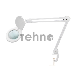 Лупа на струбцине REXANT, круглая, 5D, с подсветкой 56 SMD LED, белая