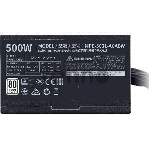 Блок питания Cooler Master MWE White, 500W, ATX, 120mm, 6xSATA, 2xPCI-E(6+2), APFC, 80+ White MPE-5001-ACABW-EU Блок питания Cooler Master MWE White, 500W, ATX, 120mm, 6xSATA, 2xPCI-E(6+2), APFC, 80+ White MPE-5001-ACABW-EU