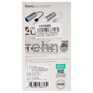 Переходник разветвитель Hoco HB1 USB - 4USB (USB 2.0 - 480 Мбит/с), 0.8 м, серый