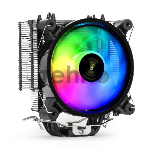 Кулер ExeGate Dark Magic EXX400V2-PWM.RGB (Al+Cu, черное покрытие, 4 тепл.трубки, LGA775/1150/1151/1155/1156/1200/1700/AM2/AM2+/AM3/AM3+/AM4/FM1/FM2/754/939/940, TDP 140W, Fan 120mm, PWM, 1200-2100RPM, Hydro bearing, 4pin, 11-24db, 605г, RGB подсветка, с 